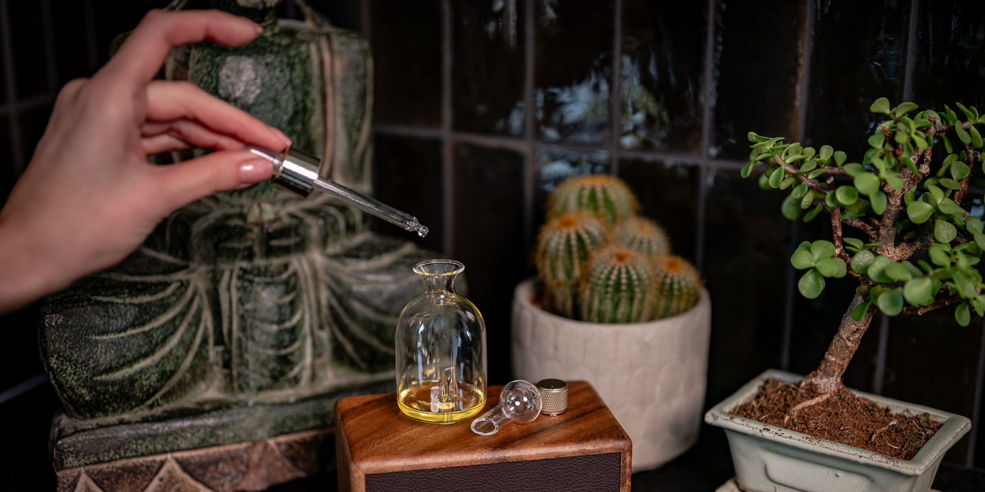 width=100% Dyfuzor olejków, aromatyzer zapachowy Humanas Natural Wood - drewno orzecha włoskiego